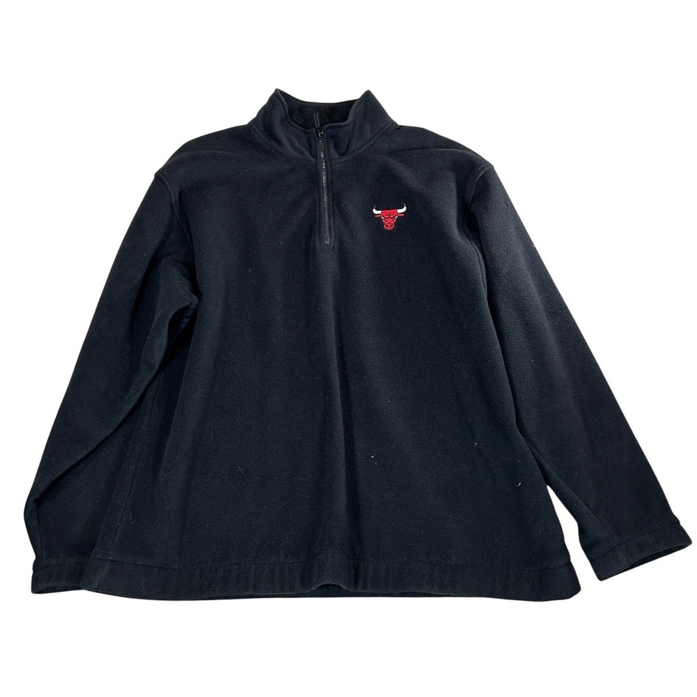 Starter Chicago Bulls NBA Fleece Quarter Zip Pullover Black Mens XL Vintage